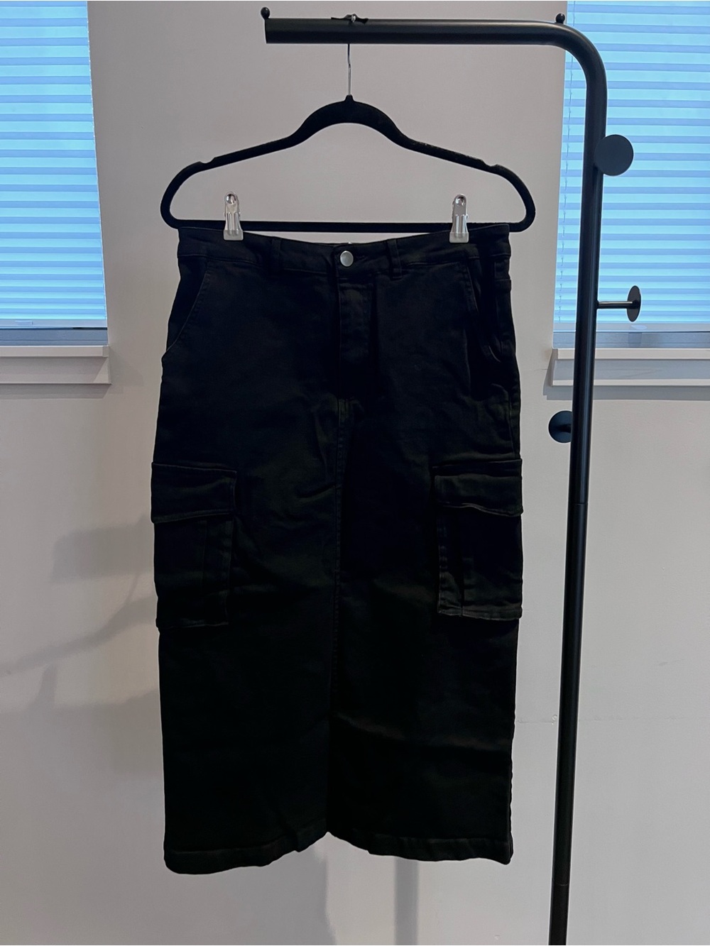 PDG Black Cargo Denim Skirt